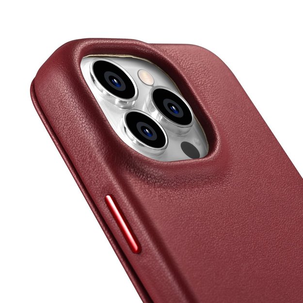 iCarer CE Premium Leather Folio Case iPhone 14 Pro Magnetic Flip Leather Folio Case MagSafe Red (WMI14220714-RD) 14