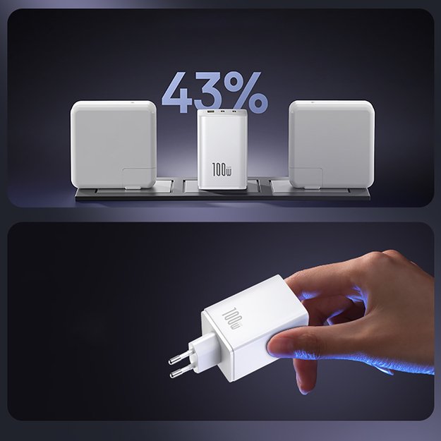 Baseus EnerFill FE11 2 x USB-C / USB-A 100W Wall Charger - White 3