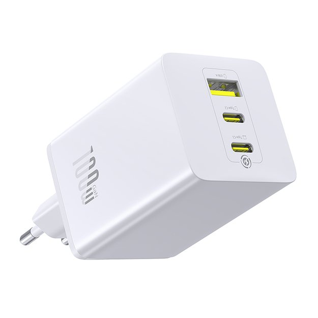 Baseus EnerFill FE11 2 x USB-C / USB-A 100W Wall Charger - White 1