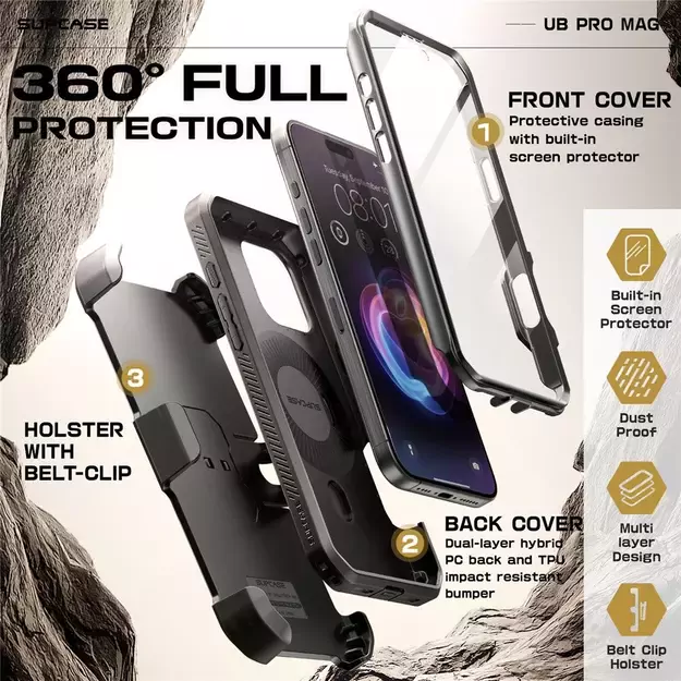 Supcase UB Pro Mag MagSafe Case for iPhone 16 Pro Max - Black 4