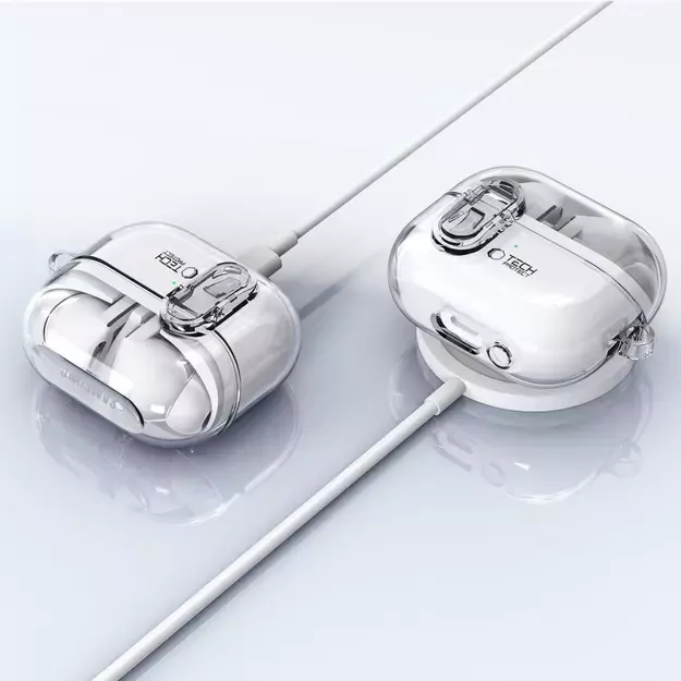 Tech-Protect FlexAir Case with Carabiner for Samsung Galaxy Buds 3 / 3 Pro - Transparent 12