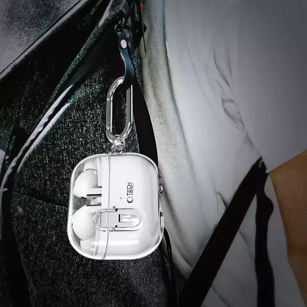 Tech-Protect FlexAir Case with Carabiner for Samsung Galaxy Buds 3 / 3 Pro - Transparent 14