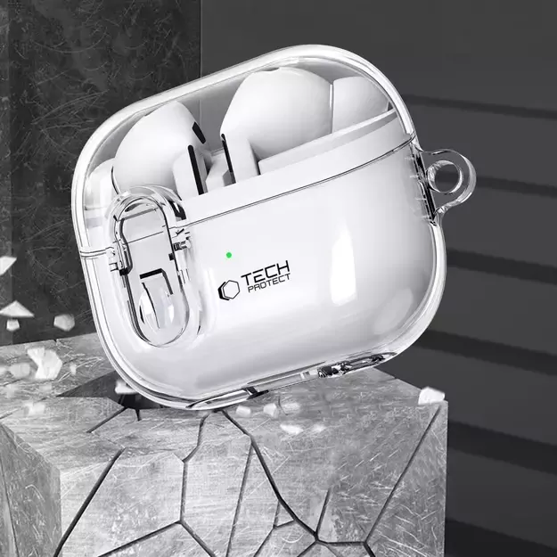 Tech-Protect FlexAir Case with Carabiner for Samsung Galaxy Buds 3 / 3 Pro - Transparent 10