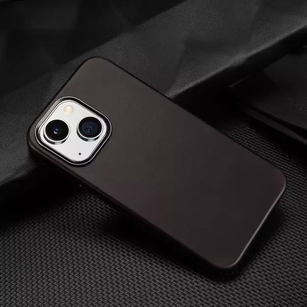 Dux Ducis Naples Case for iPhone 14 Plus Leather Cover (MagSafe Compatible) Dark Brown 10