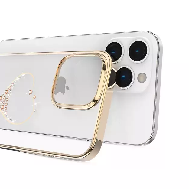 Silicone case with Swarovski crystals Kingxbar Wish Series for iPhone 14 Plus - gold 9