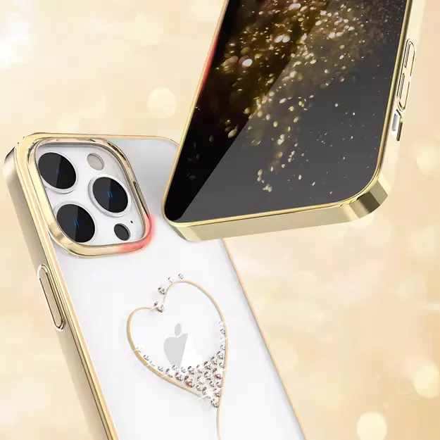 Silicone case with Swarovski crystals Kingxbar Wish Series for iPhone 14 Plus - gold 8