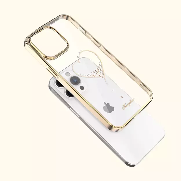Silicone case with Swarovski crystals Kingxbar Wish Series for iPhone 14 Plus - gold 10