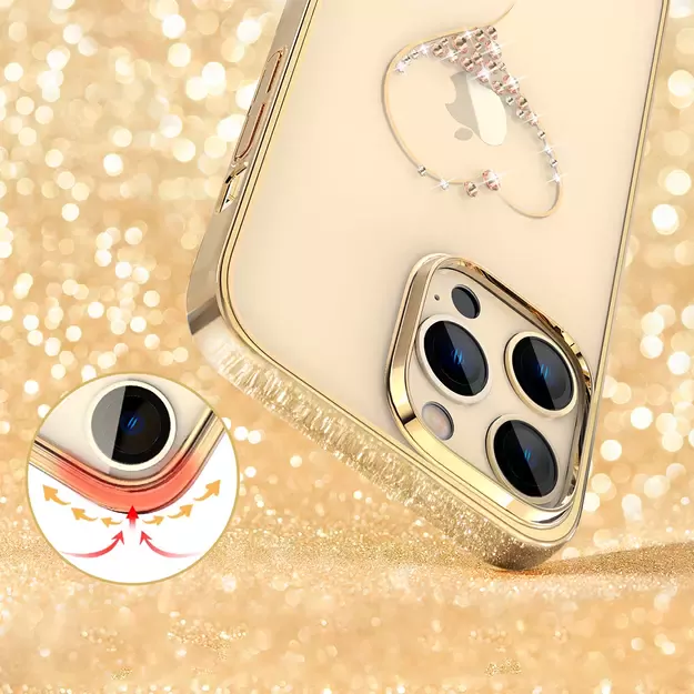 Silicone case with Swarovski crystals Kingxbar Wish Series for iPhone 14 Plus - gold 7