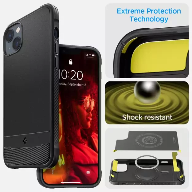 Spigen Rugged Armor Mag Case with MagSafe for iPhone 14 - Matte Black 12