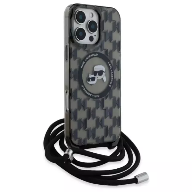 Karl Lagerfeld IML Crossbody Monogram Karl &amp  Choupette Head MagSafe Case for iPhone 16 Pro - Black 8