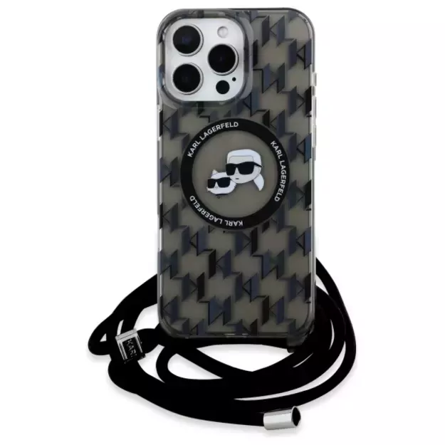 Karl Lagerfeld IML Crossbody Monogram Karl &amp  Choupette Head MagSafe Case for iPhone 16 Pro Max - Black 7
