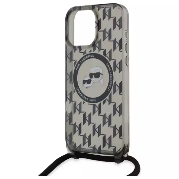 Karl Lagerfeld IML Crossbody Monogram Karl &amp  Choupette Head MagSafe Case for iPhone 16 Pro Max - Black 10
