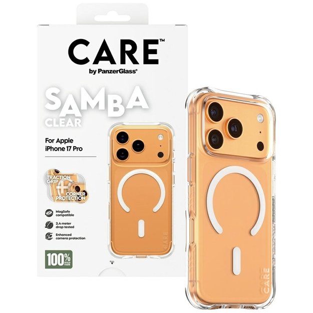 CARE by PanzerGlass Fashionable Samba Case w. White MagSafe for iPhone 17 Pro - Transparent 3
