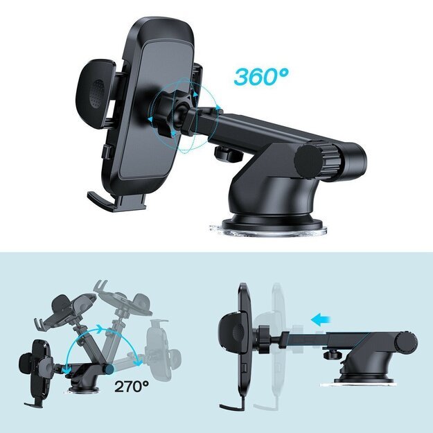 Joyroom car phone holder with telescopic extendable arm for dashboard and windshield black (JR-ZS259) 4