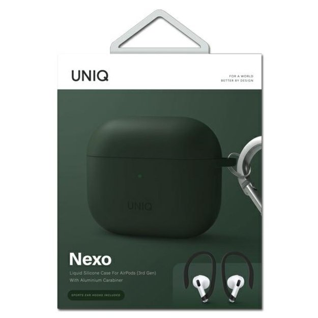 Uniq Nexo case for AirPods 3 + Ear Hooks Silicone - green 4