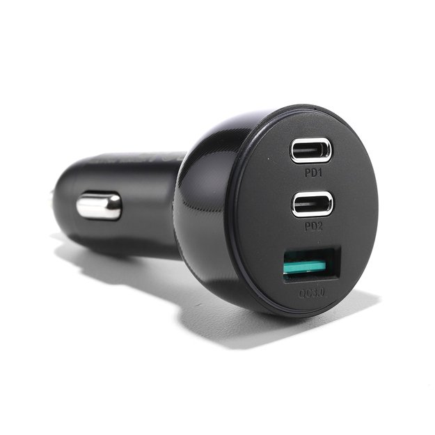 Joyroom car charger 70W with 3 ports: USB, 2 x USB C black (JR-CL26) 5