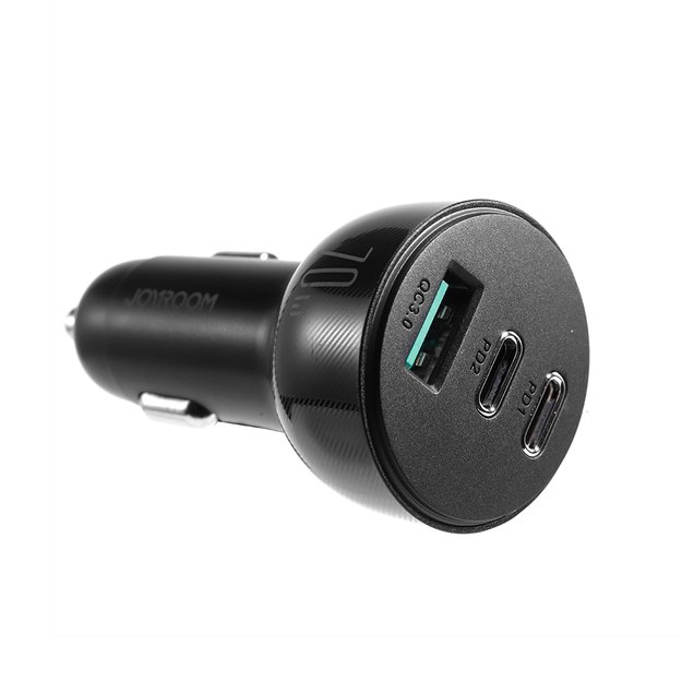 Joyroom car charger 70W with 3 ports: USB, 2 x USB C black (JR-CL26) 3