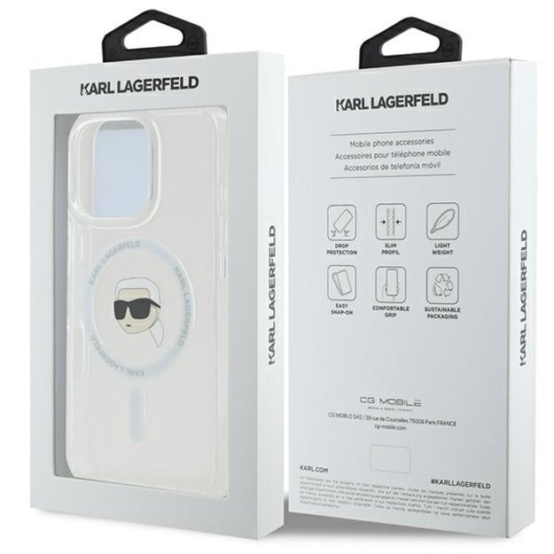 Karl Lagerfeld IML Metal Karl Head MagSafe Case for iPhone 16 Pro Max - White 7