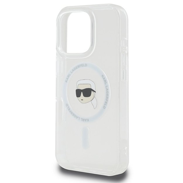 Karl Lagerfeld IML Metal Karl Head MagSafe Case for iPhone 16 Pro Max - White 5