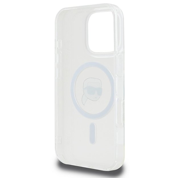 Karl Lagerfeld IML Metal Karl Head MagSafe Case for iPhone 16 Pro Max - White 6