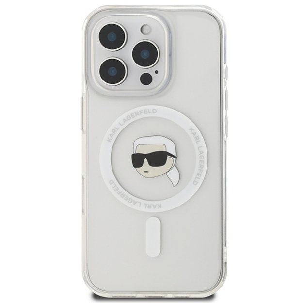 Karl Lagerfeld IML Metal Karl Head MagSafe Case for iPhone 16 Pro Max - White 2