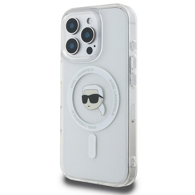 Karl Lagerfeld IML Metal Karl Head MagSafe Case for iPhone 16 Pro Max - White 1
