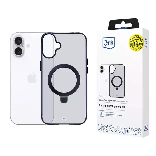 3mk Smoke Case Mag&amp Stand for Apple iPhone 16 - black