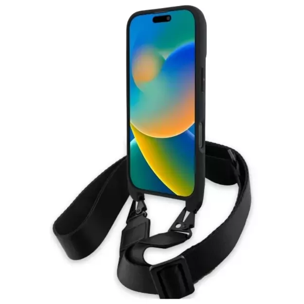 BMW M Edition Carbon Tricolor Lines &amp  Strap Case for iPhone 16 Pro - Black 9