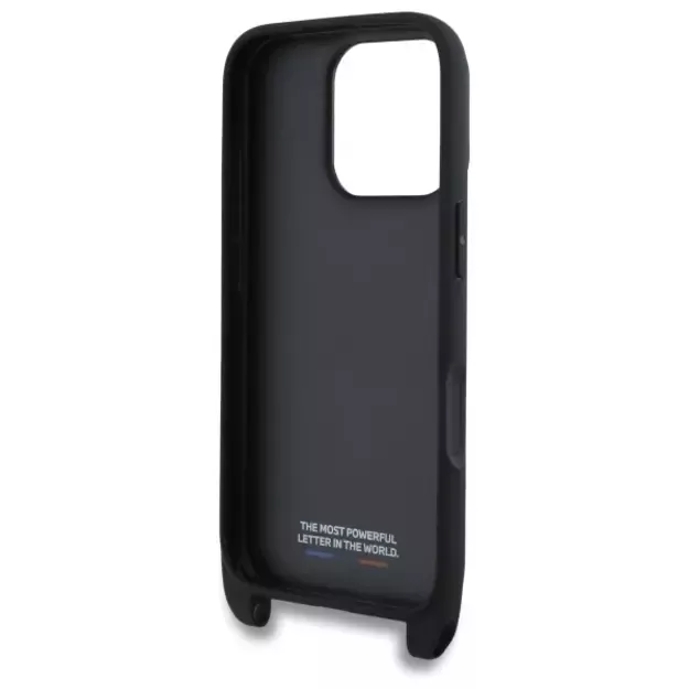 BMW M Edition Carbon Tricolor Lines &amp  Strap Case for iPhone 16 Pro - Black 11