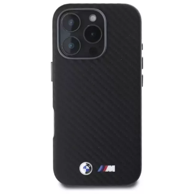 BMW Carbon Wrapped Metal iPhone 16 Pro Max Case - Black 7
