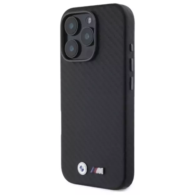 BMW Carbon Wrapped Metal iPhone 16 Pro Max Case - Black 6