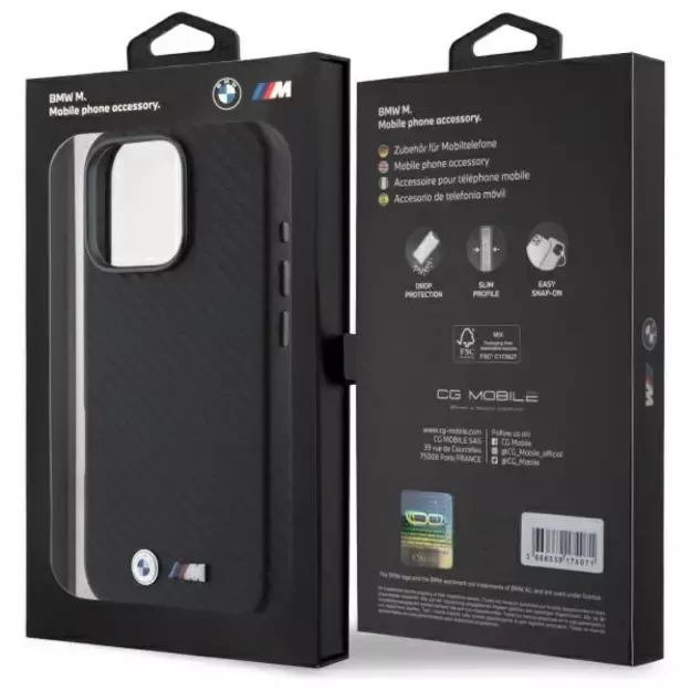 BMW Carbon Wrapped Metal iPhone 16 Pro Max Case - Black 12