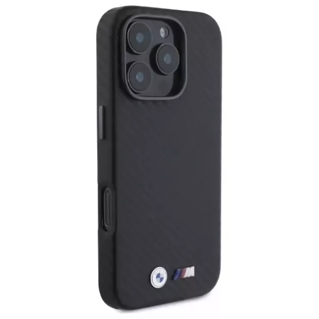 BMW Carbon Wrapped Metal iPhone 16 Pro Max Case - Black 8