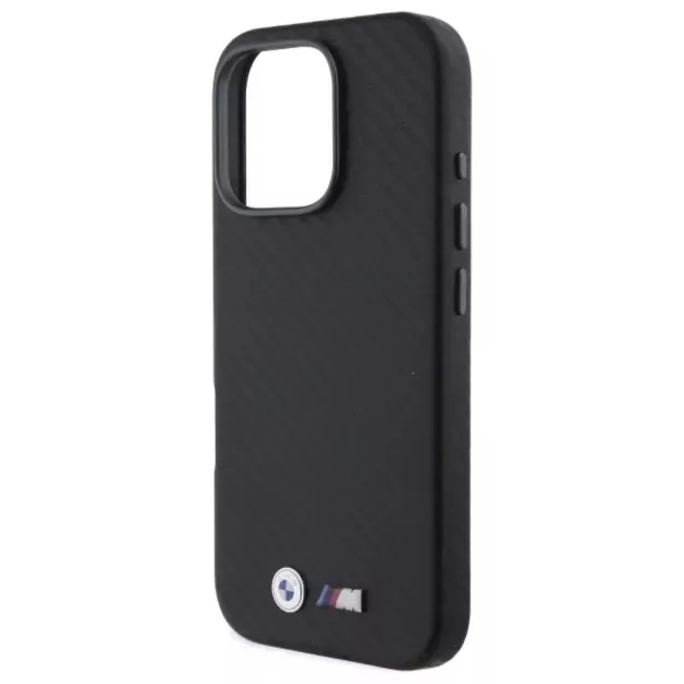 BMW Carbon Wrapped Metal iPhone 16 Pro Max Case - Black 10