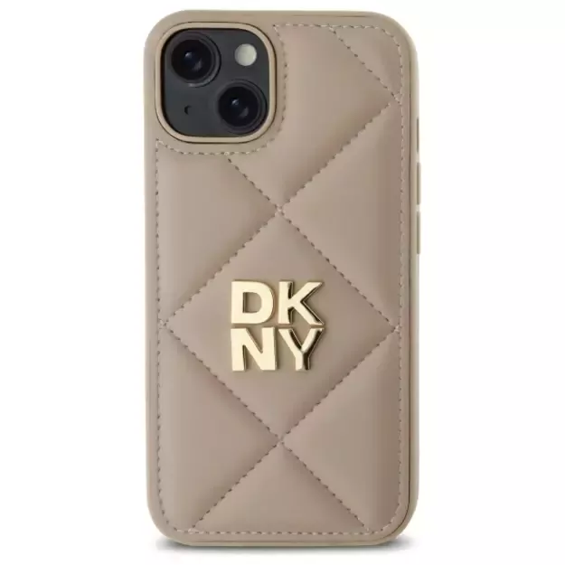 DKNY Quilted Stack Logo iPhone 14 Case - Beige 14
