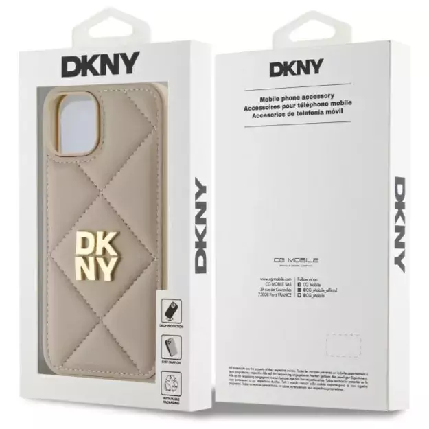 DKNY Quilted Stack Logo iPhone 14 Case - Beige 13