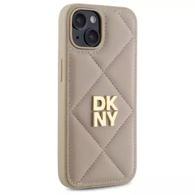 DKNY Quilted Stack Logo iPhone 14 Case - Beige 9
