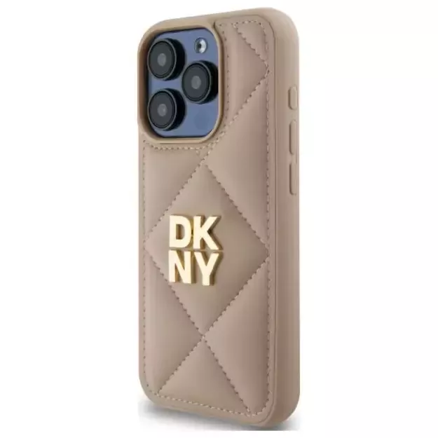 DKNY Quilted Stack Logo iPhone 15 Pro Max Case - Beige 8