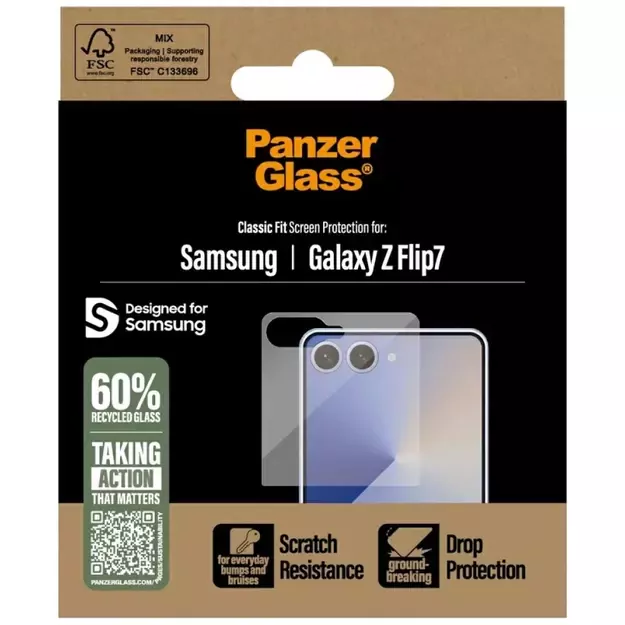 PanzerGlass Classic Fit Tempered Glass for Samsung Galaxy Z Flip7 3