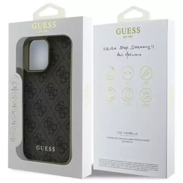 Guess 4G Charms Collection case for iPhone 16 Pro - brown 14