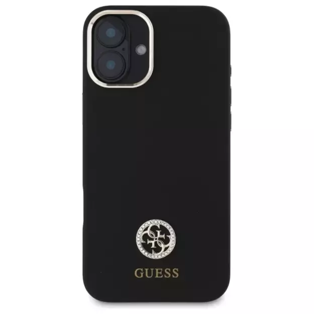 Guess Silicone Logo Strass 4G Case for iPhone 16 - Black 9