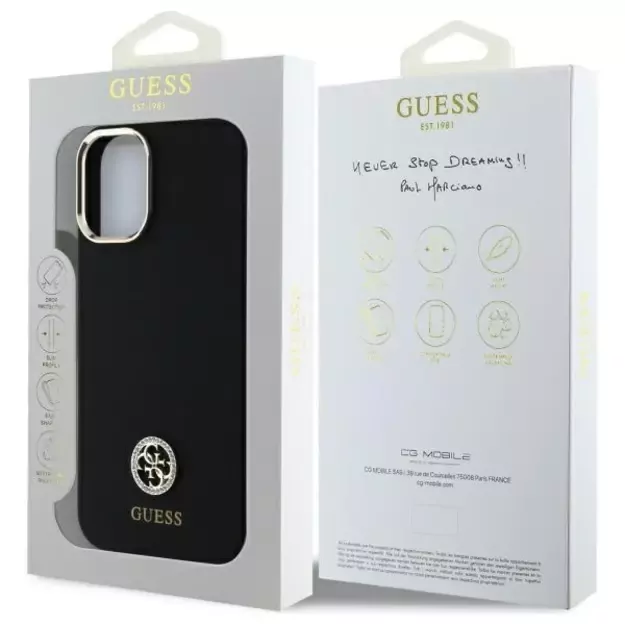 Guess Silicone Logo Strass 4G Case for iPhone 16 - Black 14
