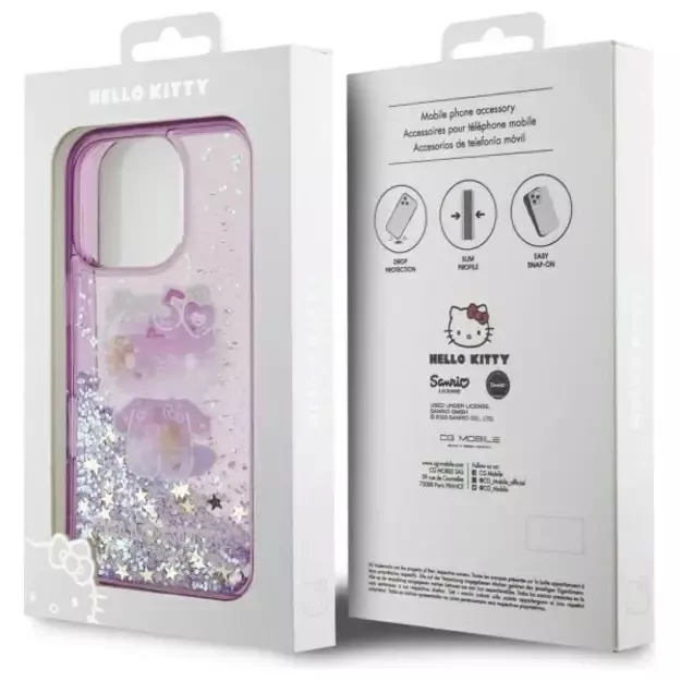 Hello Kitty Liquid Glitter 50TH Anniversary Party iPhone 16 Pro Max Case - Purple 14