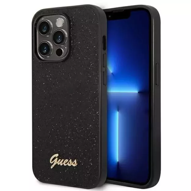 Guess GUHCP14LHGGSHK iPhone 14 Pro 6,1  czarny/black hard case Glitter Script