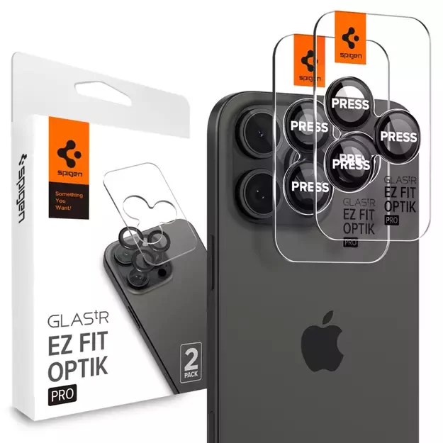 Spigen Glas.tR EZ Fit Optik Camera Protector for iPhone 14 Pro / Pro Max / 15 Pro / Pro Max / 16 Pro / Pro Max - Black 2 pcs.
