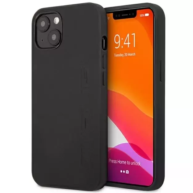AMG AMHCP14SDOLBK iPhone 14 6.1 &quot black / black hardcase Leather Hot Stamped