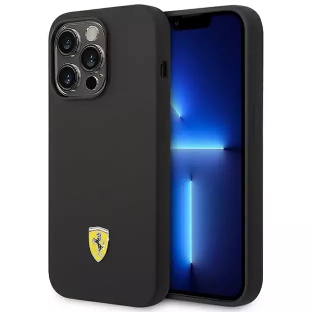 Ferrari FEHCP14LSIBBK iPhone 14 Pro 6.1&quot  black/black hardcase Silicone Metal Logo