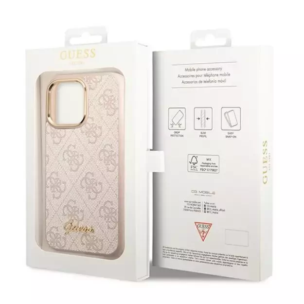 Guess 4G Vintage Gold Logo case for iPhone 14 Pro - pink 14