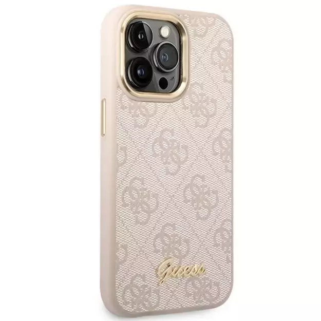Guess 4G Vintage Gold Logo case for iPhone 14 Pro - pink 11