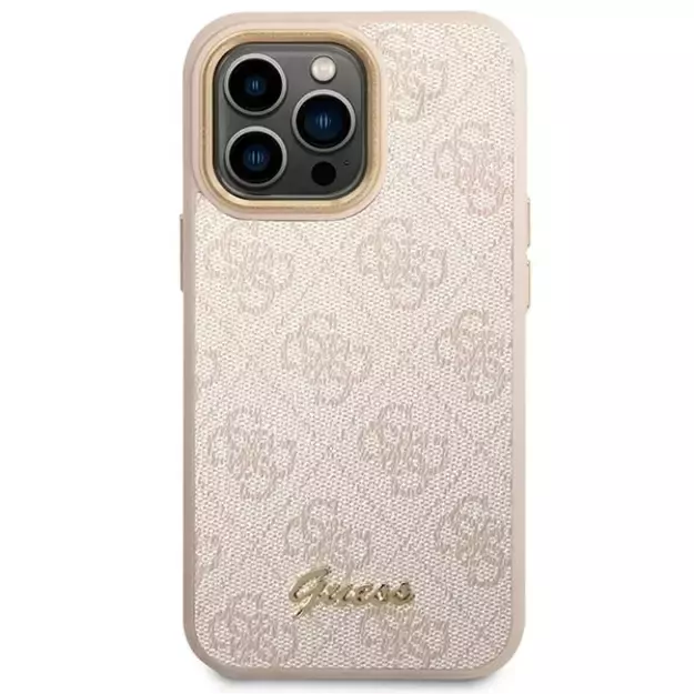 Guess 4G Vintage Gold Logo case for iPhone 14 Pro - pink 10